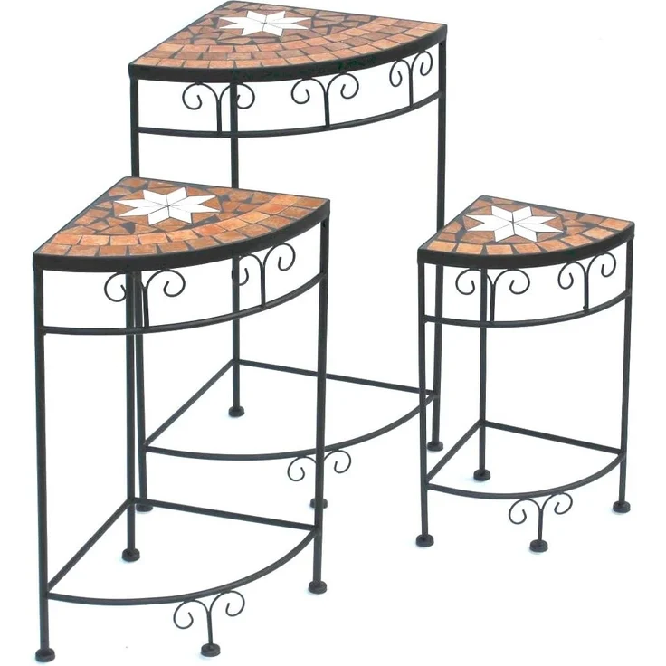 Blumenhocker Merano Mosaik 3er Set 12013 Blumenständer 42, 52 und 62cm Eckregal Hocker – Bild 4