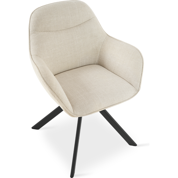GOEURVANT 1370 Esszimmerstühle 6er-Set mit Armlehnen, 360° Drehbar, Webstoff - Beige Stoff – Bild 5