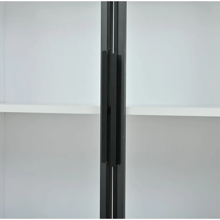DESVIAE Vitrine mit 6 Glastüren und LED-Beleuchtung 120x200x32 cm MDF Weiß – Bild 9