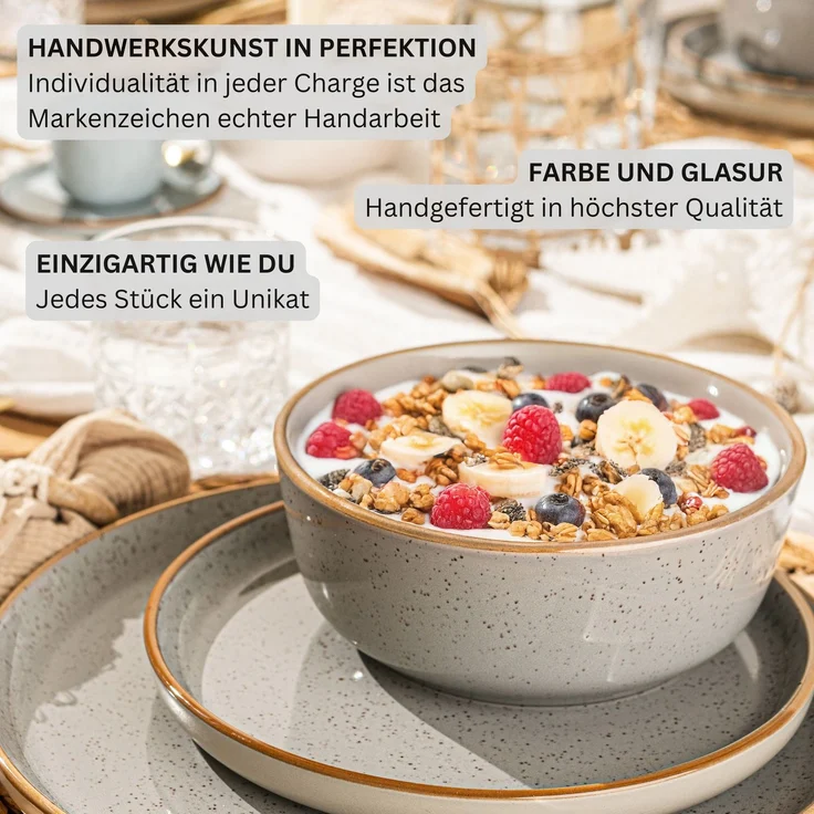 SÄNGER Schalen Set Rio Perlgrau - 6 teilig aus Steingut – Bild 5