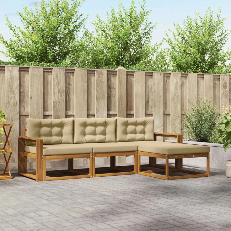 vidaXL Outdoor-Sofagarnitur 4 stk. 4-Sitzer Natur und Beige 3367411 – Bild 1