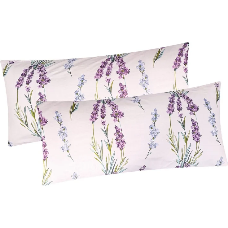 Heubergshop Kissenbezug, (2 Stück), 2er Set 40x80 cm Blumen Geblümt Baumwolle (KY-Lavendel-ohne-Text-40x80)