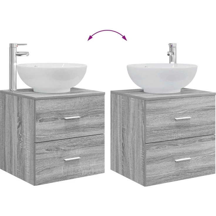 vidaXL Badezimmerschrank-Set 2 stk. Grau Sonoma 79,5 x 44,5 x 80 cm 3403917 – Bild 9