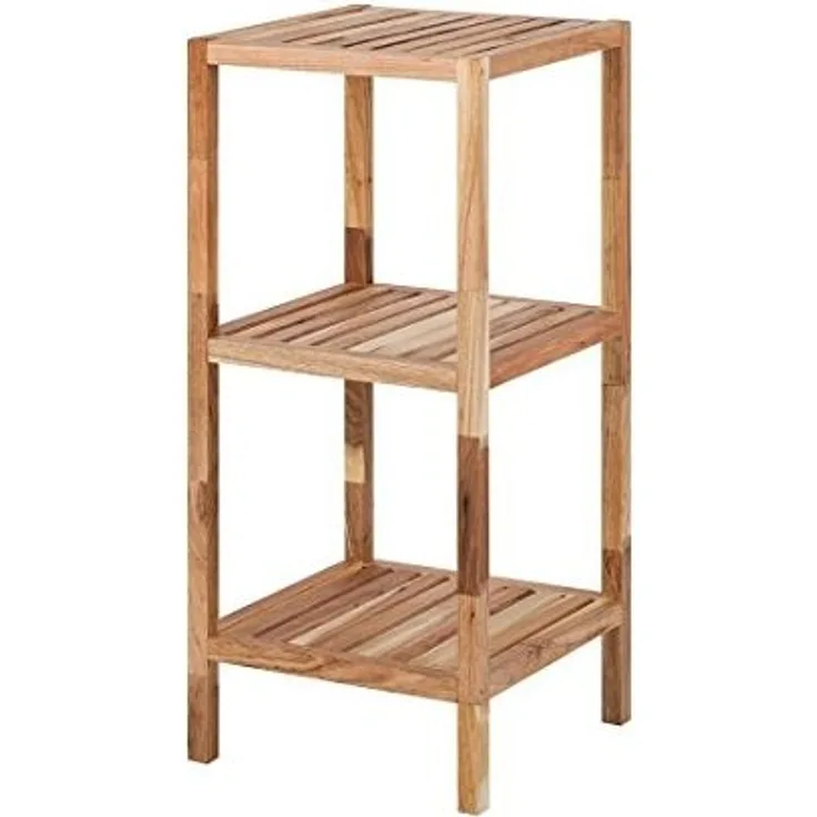 WENKO 'Norway' universelles Badregal mit 3 Ablagen, aus Walnussholz, natur