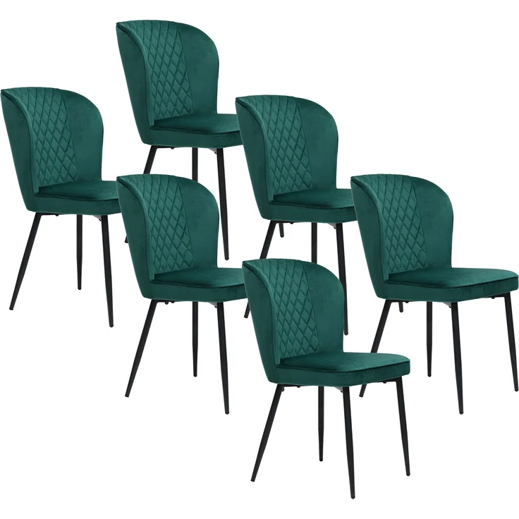 Esszimmerstuhl-Set (6 Stück) Dunkelgrün Samt, Metallgestell, 47x43x86 cm – Bild 3