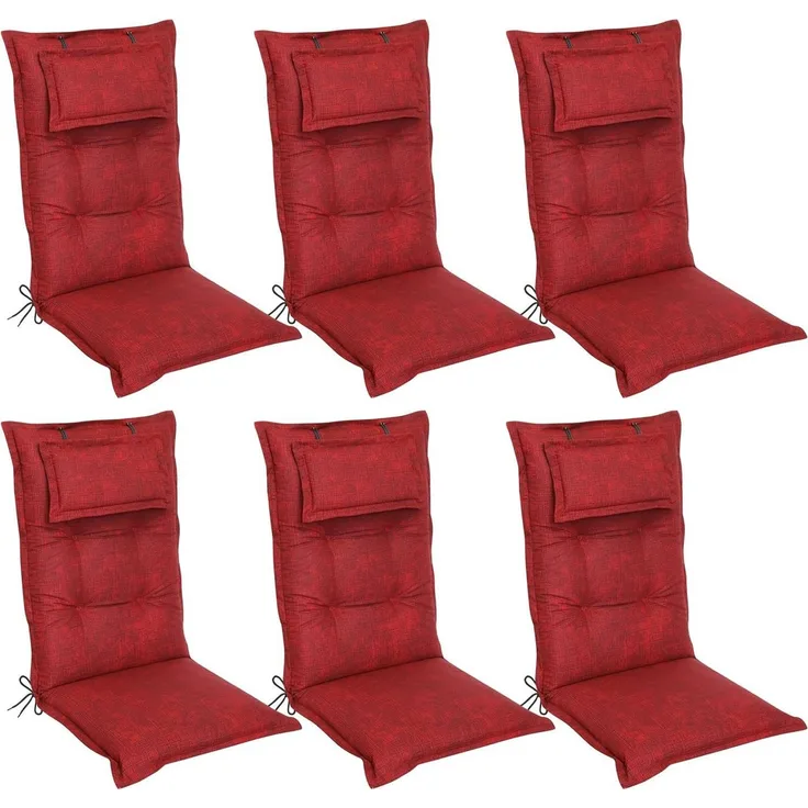 DILUMA Hochlehnerauflage Hochlehner Auflage Florence mit Kopfpolster 120x50x8 cm, (6 St)