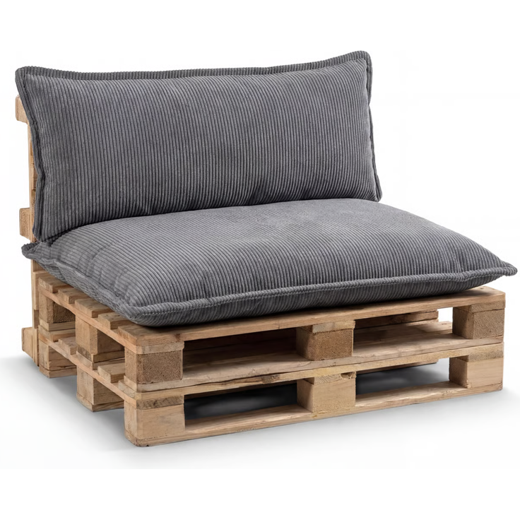 Gutekissen® Palettenkissen Glatte Kissen mit Paspel, Palettenauflagen Sitzkissen Rückenlehne Glatt PLL (Dunkelgrau, Sitzkissen 120x60)
