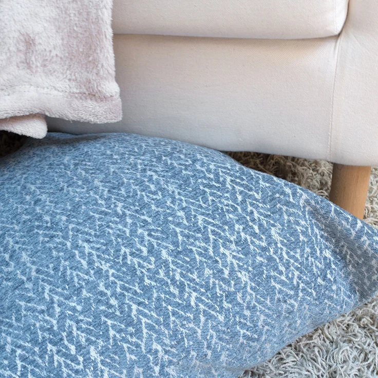 Kissen Deko von Lysel - blau Asilah 48x48 Polyacetylen Polyester Baumwolle kissenbezug Dekokissen – Bild 3