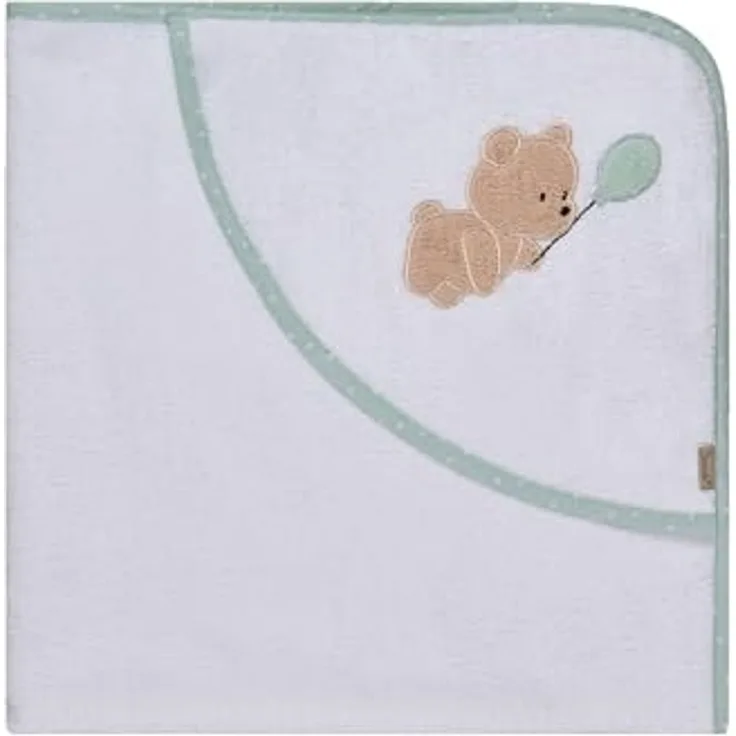 Sterntaler Kapuzenbadetuch Bär Bo, Baby-Badetuch mit Kapuze, saugfähige Baumwolle, süße Applikation, weich und pflegeleicht, 80×80×0,5 cm, weiß