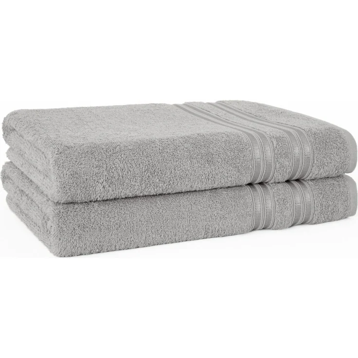 HAMMETEX Duschtuch 2er Set Badetücher 70x140 cm, 100% Baumwolle, Weich & Saugstark, Frottier (Set, 2-St), mit Bordüre, einfarbig, weich – Bild 1
