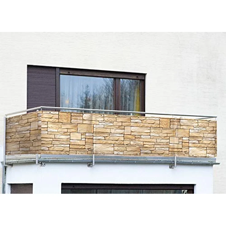 Maximex Balkon-Sichtschutz Mod. Mauer, 5m, blickdichte Balkonverkleidung, UV- und witterungsbeständig, schnelltrocknend und reißfest, zuschneidbar, Kunststoff – Bild 2