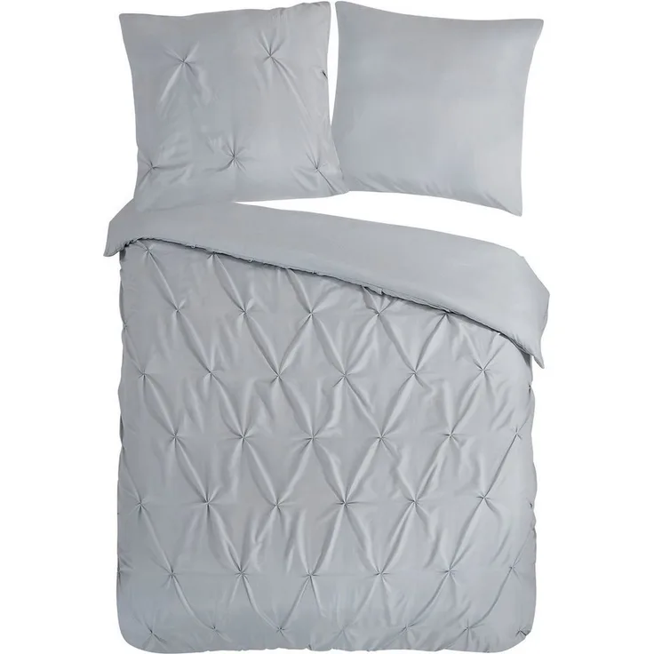 Pure Microfaser Bettwäsche 155 X 220 cm + 1- 80 X 80 cm Elegance luxury stitching pleats grau