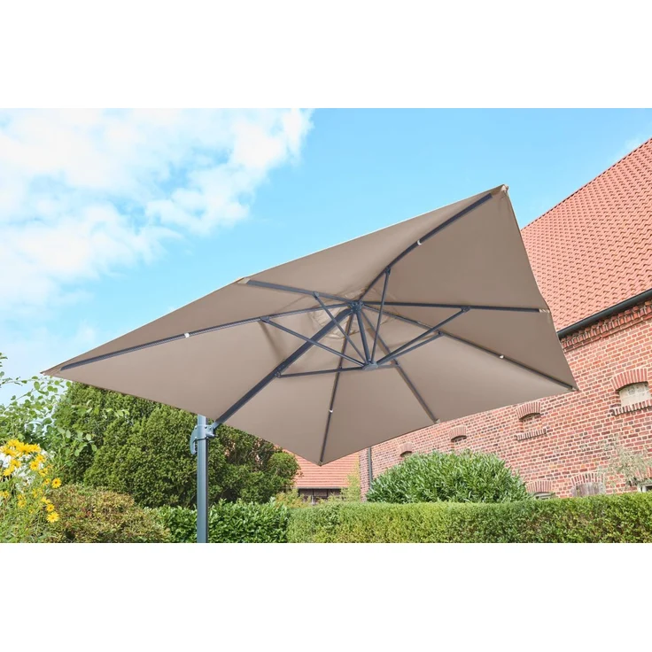 Primaster Ampelschirm Messina taupe 300 x 400 cm Sonnenschirm Gartenschirm – Bild 7