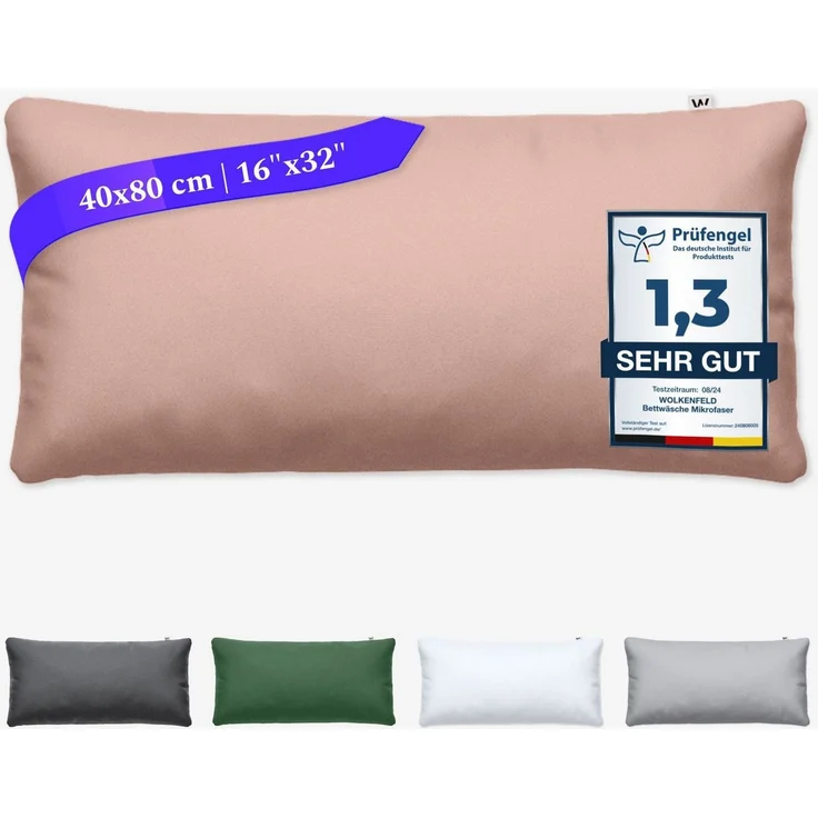 Wolkenfeld Kissenbezug Mikrofaser Kissenbezug - Allergiker Kopfkissenbezug - unfassbar weich, Größe 80x80, 40x80 und 70x90 cm I versteckter Reißverschluss – Bild 1