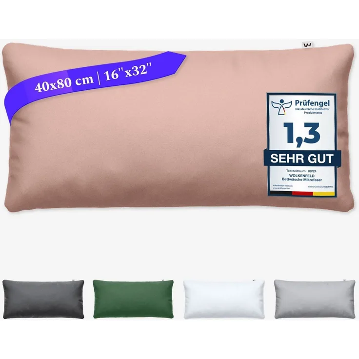 Wolkenfeld Kissenbezug Mikrofaser Kissenbezug - Allergiker Kopfkissenbezug - unfassbar weich, Größe 80x80, 40x80 und 70x90 cm I versteckter Reißverschluss