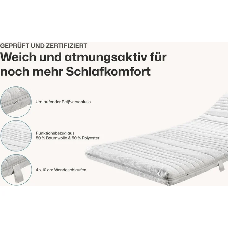 Matratzenauflage Latextopper Natura-LUX H2/3 (RG 75) 120x200. RAVENSBERGER Matratzen, 120x200 cm mit Baumwoll-Doppeltuch-Bezug – Bild 4