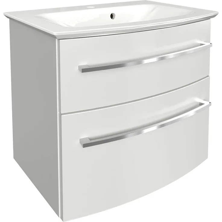 Fackelmann B.STYLE Badmöbel Set 2-teilig, 63,2 cm breit, Weiß, Gussmarmor