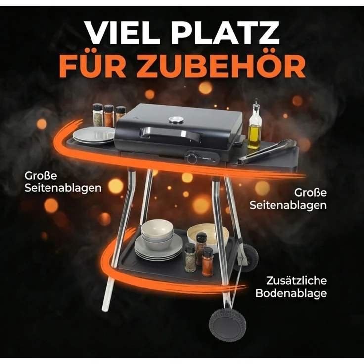 Sommertal BBQ928 2in1 Elektrogrill mit Deckel | Tischgrill & Standgrill elektrisch | Antihaft-Grillplatte + Grillrost | 2180W – Bild 9