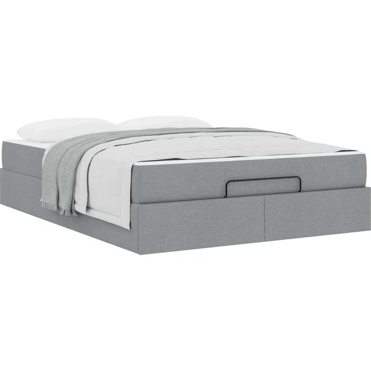 vidaXL Bettgestell mit Matratze mit Matratze 2 pcs Hellgrau Stoff 3399501 – Bild 1