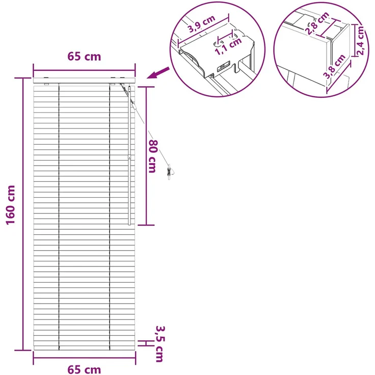vidaXL Venezianische Jalousie Eichenoptik 65 x 160 cm 35 mm 42015334 – Bild 9