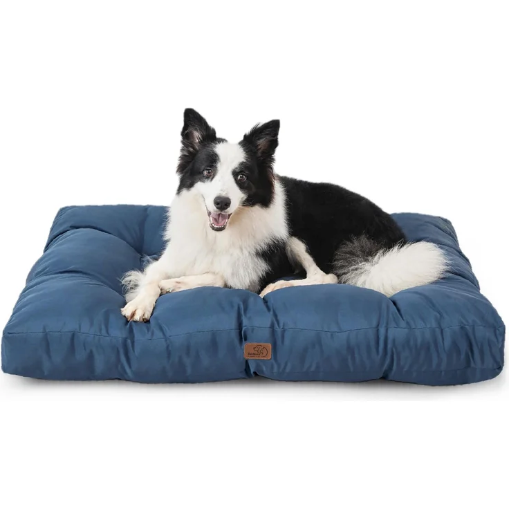 BEDSURE Hundebett große Waschbar - 91x68 cm hundematratze kühlmatte L für Hunde, Outdoor gepolstert Hundematte Dunkles blau in 10cm Höhe, selbstkühlend Grosse XL Hundekissen für Sommer