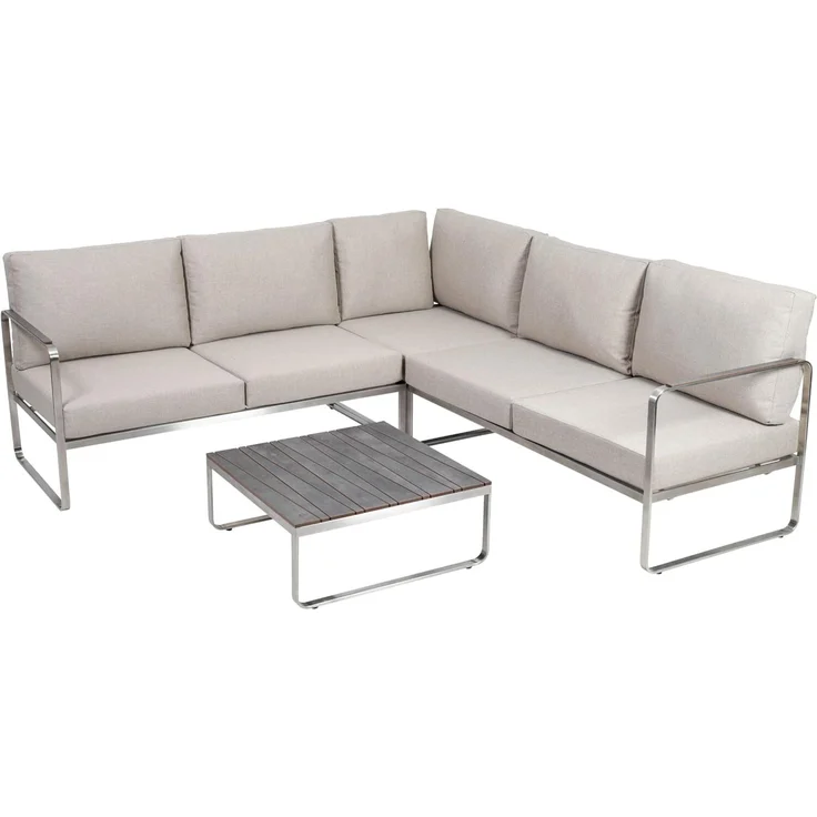 greemotion 'Sydney' Lounge-Set, 4-teilig, Edelstahl-Ecksofa-Set mit Tisch und Polstern – Bild 1