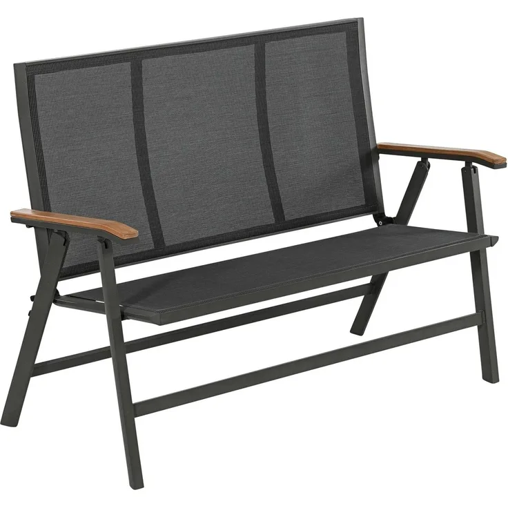 Dehner Gartenbank Klappbank Colmar, 2-Sitzer, 127 x 99 x 61.5 cm, Schöne, klappbare Gartenbank aus hochwertigen Materialien gefertigt