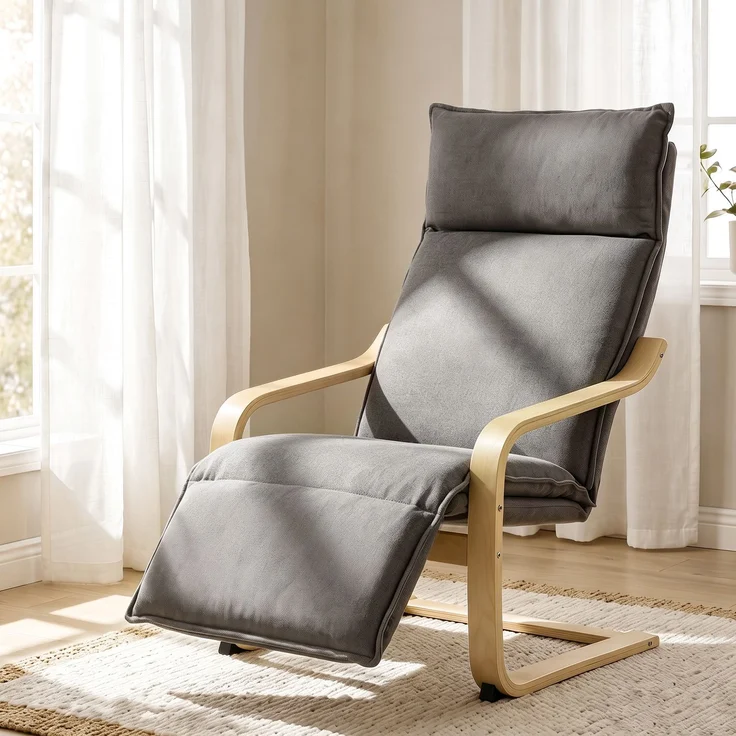 MELAYR, Loungesessel Wohnzimmer Sessel mit Fußstütze Moderner Dunkelgrau, 90 x 67 x 105 cm – Bild 4