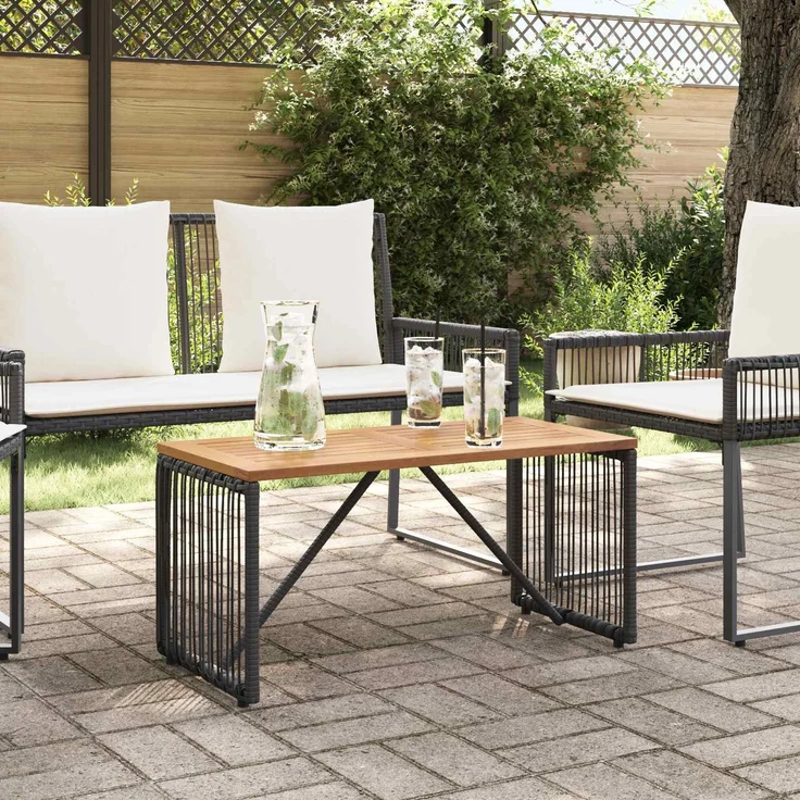 vidaXL Tisch für Outdoor Schwarz und Braun 80 x 40 x 40 cm Poly-Rattan 42025164 – Bild 4