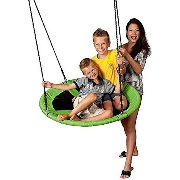 Happy People 73288 'XL-Nestschaukel' Ø 110 cm, ab 6 Jahren, bis 150 kg belastbar, höhenverstellbar, schwarz-grün