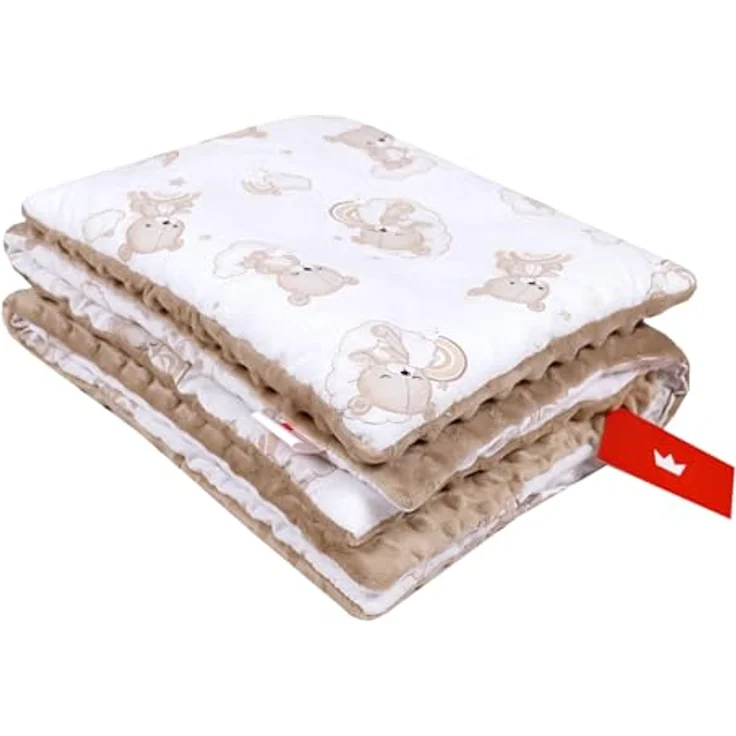 Kinderdecke BABYLUX Babydecke MINKY 2Set Kuscheldecke Decke 75 x 60cm Kinderwagen, BabyLux, MP138 - Beige + Bären – Bild 3