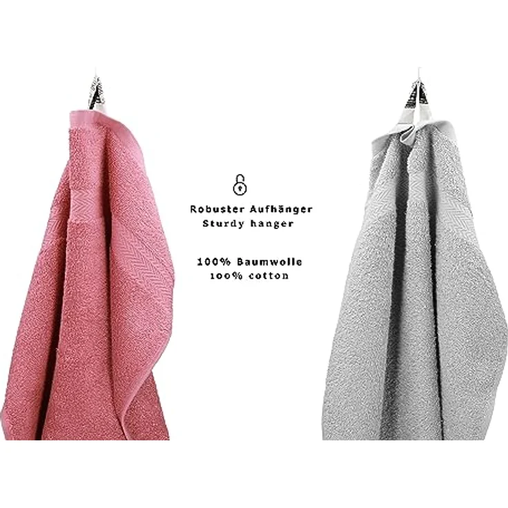 Betz Gästehandtücher 10 Stück Premium Größe 30x50 cm Farbe altrosa und silbergrau, 100% Baumwolle – Bild 5