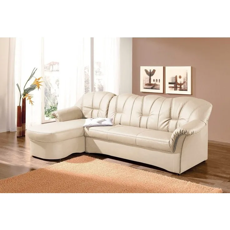 DOMO collection Ecksofa Papenburg, zeitlose Rückensteppung, elegante Formensprache, L-Form, in großer Farbvielfalt, wahlweise mit Bettfunktion