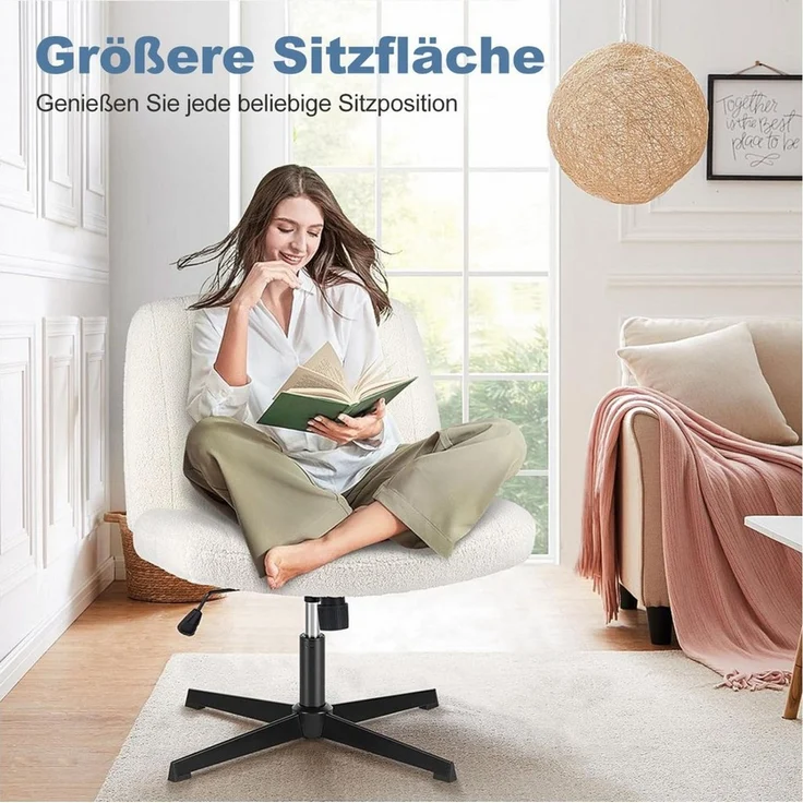 DUMOS Bürostuhl Ohne Armlehne Schneidersitz Stuhl, mit Verbreitertem Criss Cross Chair, drehbar – Bild 3