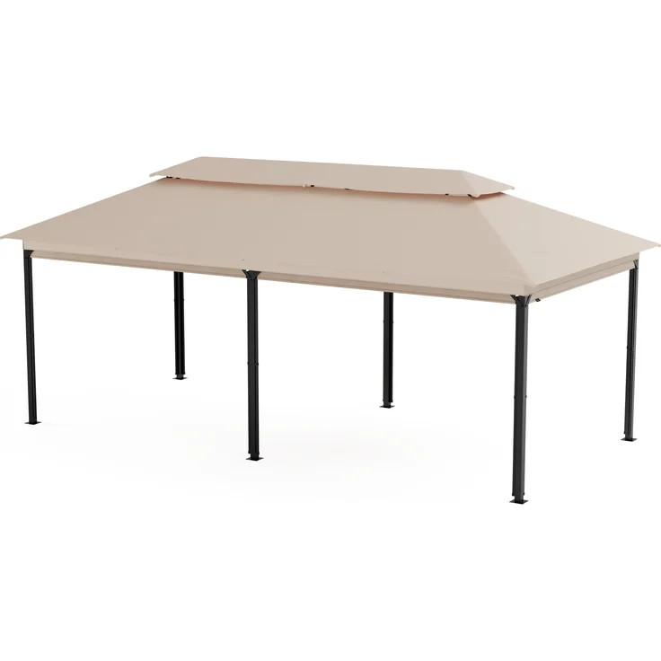 Blumfeldt Grandezza Cortina Pavillon 3x6 m – Stahlrahmen, Aufrollbare Seitenteile, Wetterfestes Dach, UV30+ Schutz, Gartenpavillon Beige – Bild 4