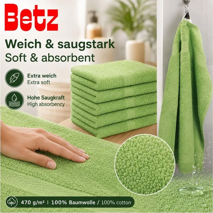 Betz Gästehandtücher 10 tlg. Gästehandtücher-Set PREMIUM 100 % Baumwolle 30x50cm, 100% Baumwolle (10-St) – Bild 4