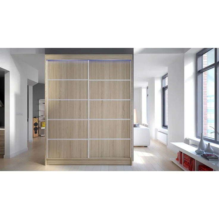 Kleiderschrank Metropolis IV, mit RGB LED Beleuchtung, Farbe: Sonoma Eiche