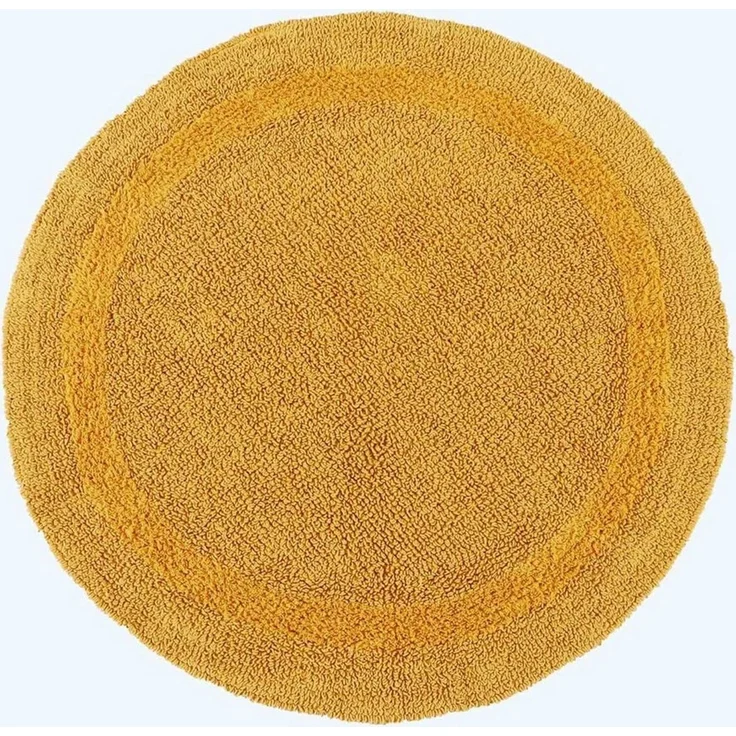 Homescapes Runde Badematte senfgelb, Premium Badvorleger 80 cm, Badteppich Baumwolle mit Wende-Design – Bild 1