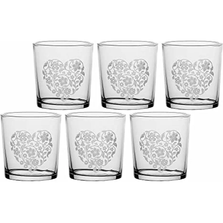 La Porcellana Bianca La Porcellana Bianca Set mit 6 Gläsern mit dickem Boden, Herz/Blume, 350 ml P401000009Z – Bild 3