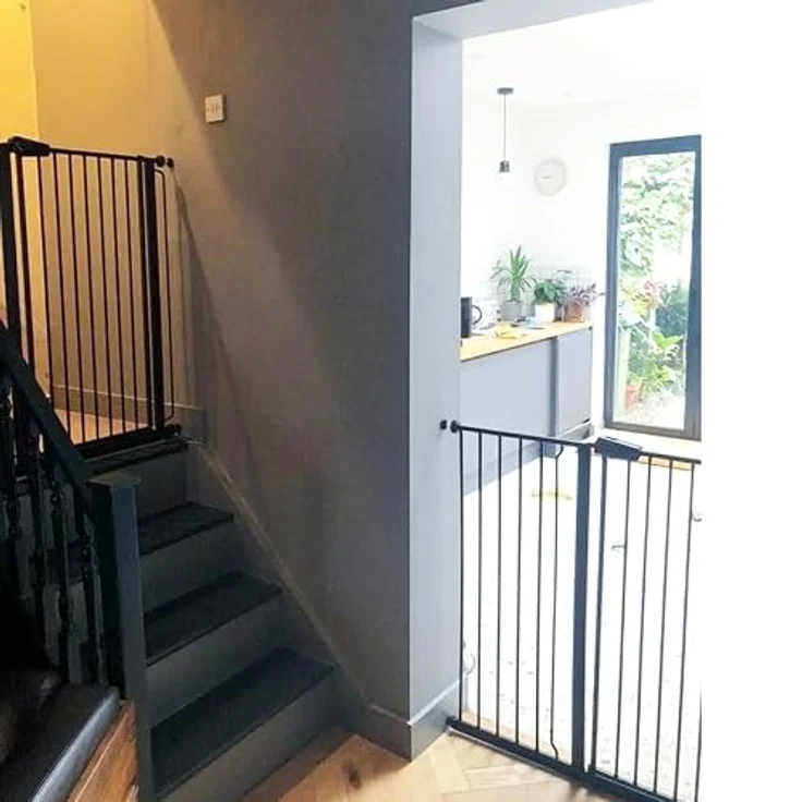 Bettacare Sicherheitsgitter für Kinder und Hunde, Schmal, 68.5cm - 75cm, Mattschwarz, Extra hohes Babygitter von 104cm Höhe, Schmales Druckmontage-Sicherheitsgitter für Treppen – Bild 11