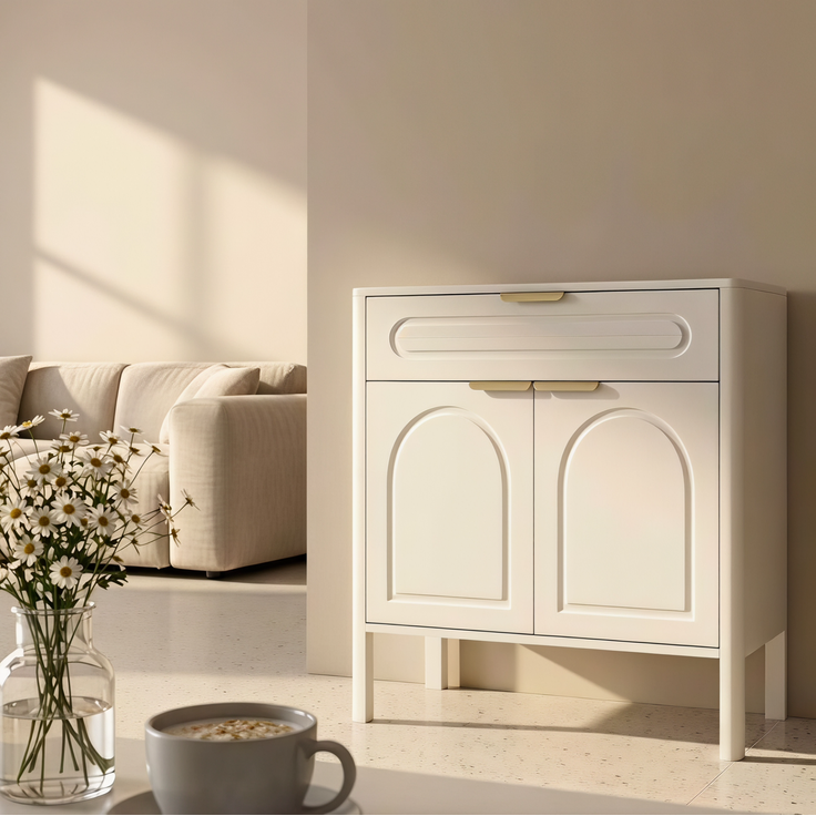 DESVIAE Sideboard Weiß aus Holzwerkstoff – 36x78,5x75 cm – Schublade, 2 Türen – Bild 5