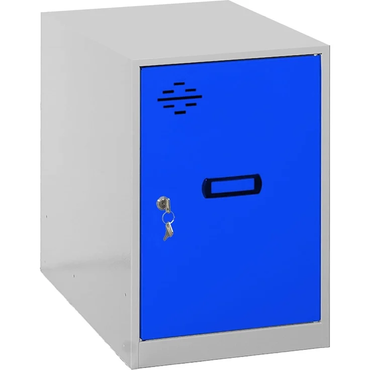 Simon Rack Simonlocker Kommode, klein, 475 x 400 x 500 mm, Amario aus Metall, inkl. Schlüssel, Grau/Blau – Bild 1