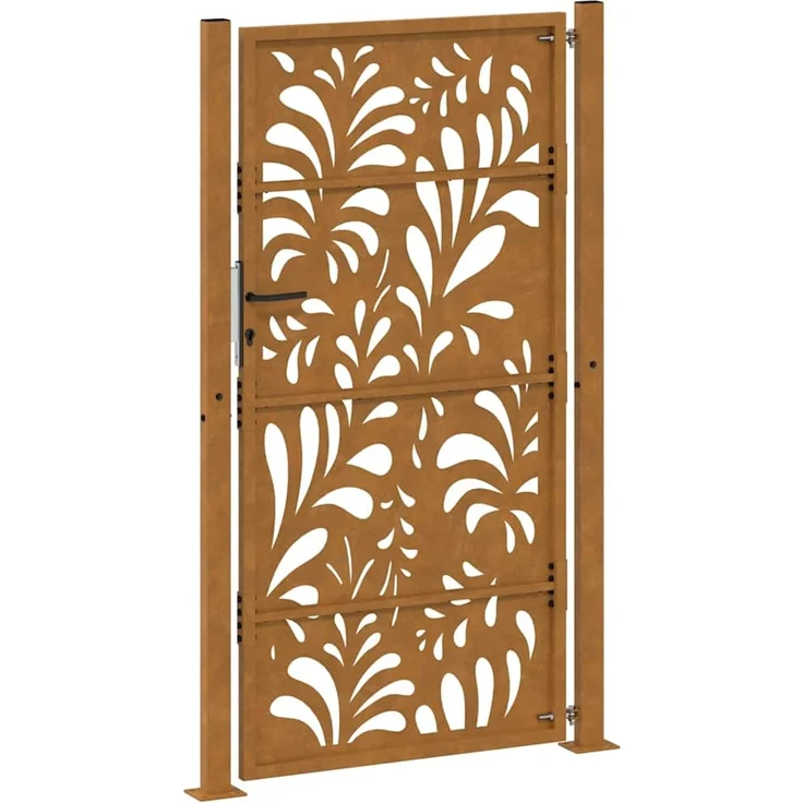 vidaXL Gartentor 100x175 cm Verwitterungsstahl Wellendesign 4100977 – Bild 7