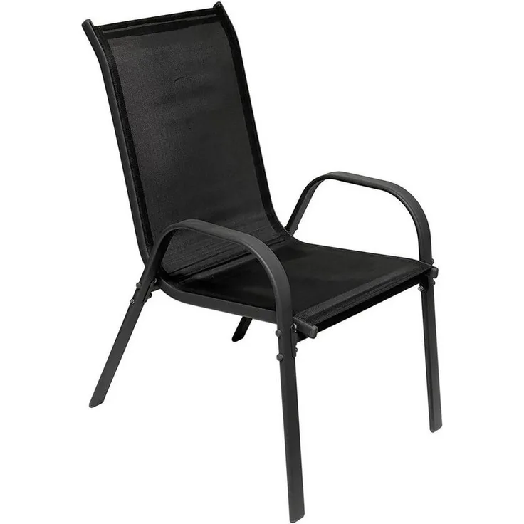 Outdoorstuhl Gartenstuhl Stapelstuhl Metall Anthrazit Textilen schwarz