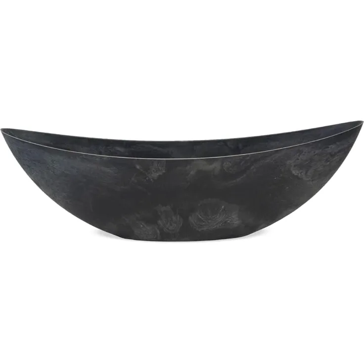 matches21 HOME & HOBBY Blumentopf Große Pflanzschale oval 66 cm für draussen Dekoschale schwarz (1 St), Blumen-Schale als wetterfeste Friedhof-Schale Grab-Schmuck Grabschale