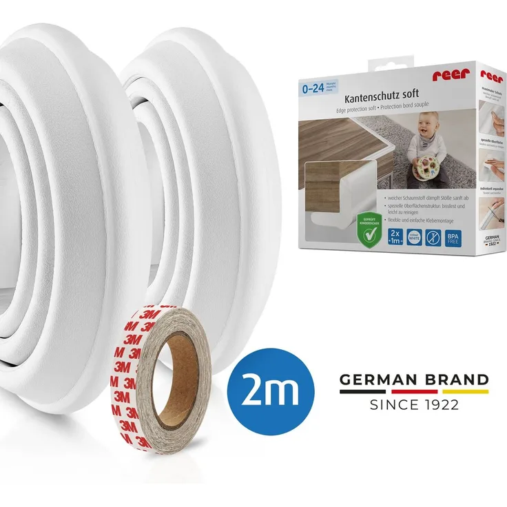 Reer Kantenschutz Soft, 2X 1 Meter, bissfest, schadstoffgeprüft, weiß