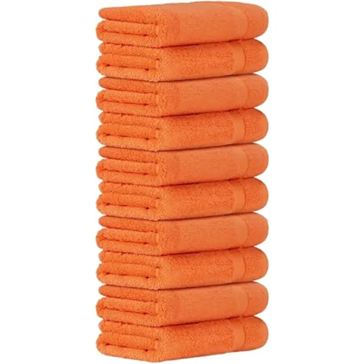 Luckytowel Duschtuch Set 70x140 cm, Oeko-TEX Badetücher, 100% Baumwolle, 600 g/m², flauschig & saugstark, 10er Pack Orange