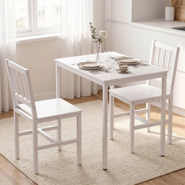 HOMCOM Essgruppe, MDF, Kohlenstoffstahl, Weiß, 80 x 60 x 75 cm – Bild 2