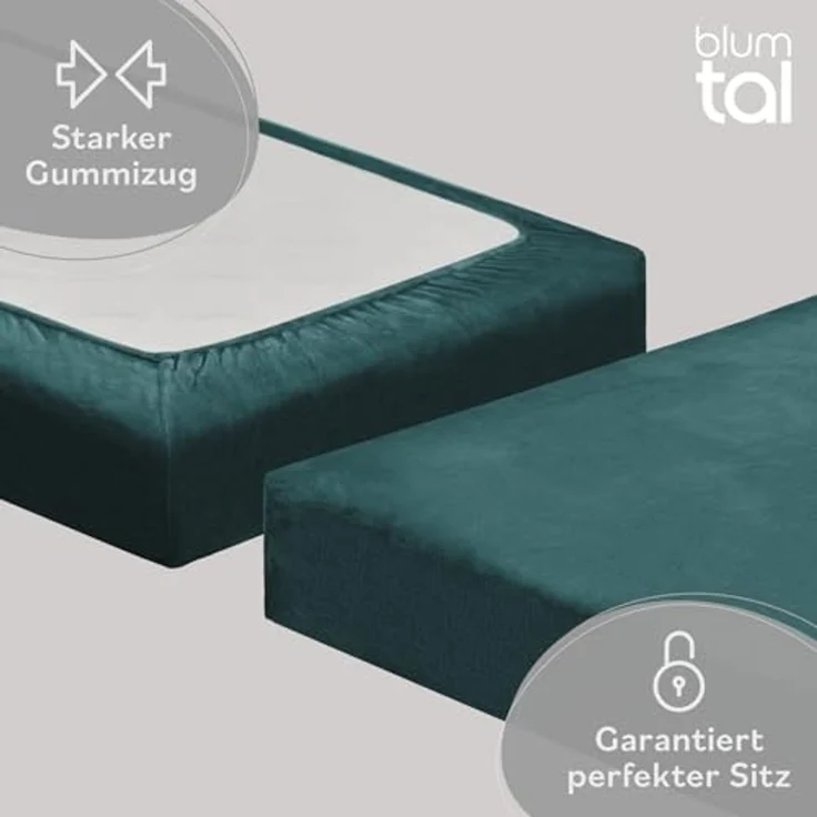 Blumtal Spannbettlaken Cashmere Touch 180x200 cm Plüsch - Oeko-TEX zert. Spannbettlaken Winter - Spannbettlaken 180x200 Winter aus Mikrofaser - Cashmere Bettwäsche - Bettbezug 180x200 Petrol – Bild 4