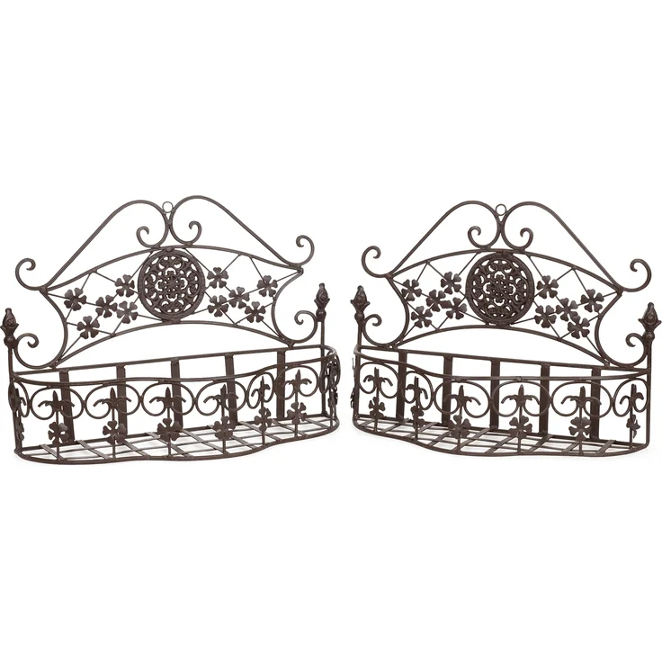 Pflanzkörbe Metall Wandkörbe 2er Set Paar Pflanzkorb Landhausstil Shabby – Bild 1